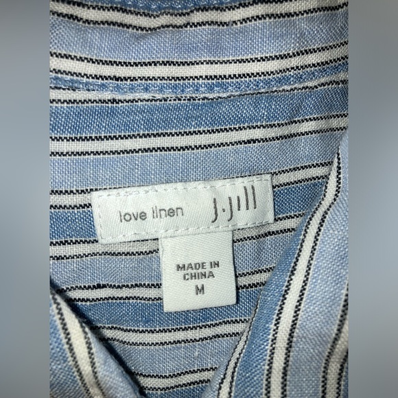 J. Jill Love Linen 100% Linen Women’s Long Sleeve Striped Shirt Dress Sz Medium - Picture 3 of 3